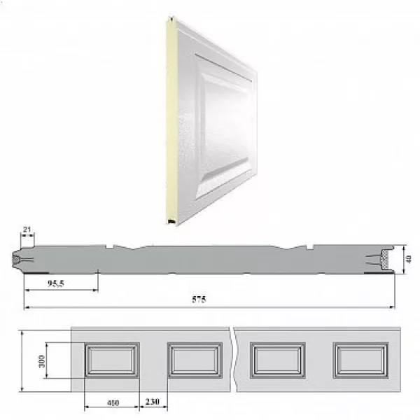 ДОРХАН Панель 575мм Нфиленка260/Нстукко WENGE(Венге)/белая(RAL9003), 3F260/S00-WNG/9003