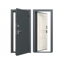 ДОРХАН Дверь DoorHan/980/2050/ТЕРМО/RAL 7016"Антрацит"/МДФ Вуд Тангент белый/левая/рама угловая, DTERM-G/980/2050/7016/MDF/L/N